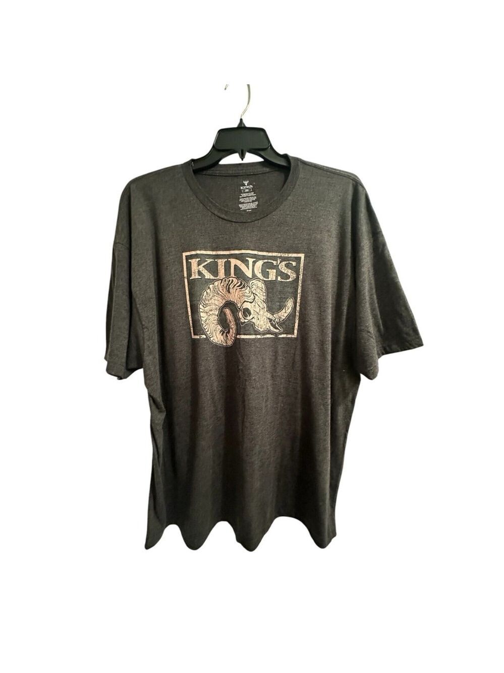 KINGS Mens T-Shirt Gray XXXL / 3X Mountain Goat Skull Horns Ram Short Sleeves